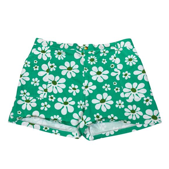 Big Bud Press Work Shorts Green Daisy Floral Print Women's 6XL Boho Indie Twee - Picture 1 of 9